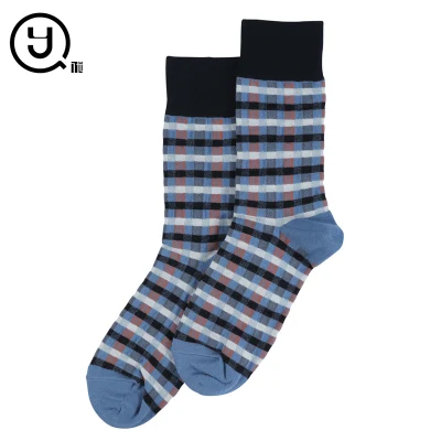 Cust fait sur commande de fabrication de chaussette de chaussettes des hommes tricotés d'équipage de logo de jacquard de coton